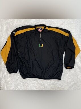 Vintage 90s Majestic Miami Hurricanes Mens Size XL 1/4 Zip Lined Jacket NCAA Y2K